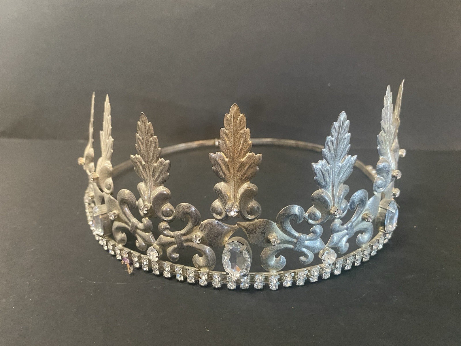 Vintage Large Rhinestone Metal Tiara Crown America’s Theme Pageant Celebration