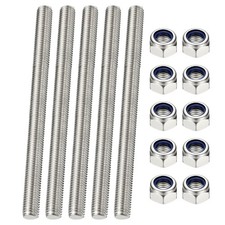 5Pcs, Fully Threaded Rod M5 x 150mm Right Hand Thread Bar Studs with Nuts
