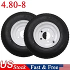 2 Pack 4.80-8 Trailer Tires and Rims 4.80x8 480-8 Load Range B 5 Lug White Wheel