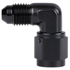 Female to Male Flare 90 Degree Elbow Swivel Fitting 4AN Black - 90 Degree
