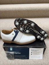 FootJoy Mens Premiere Packard LX Golf Shoes White Navy UK 9.5 US 10.5 Wide Fit