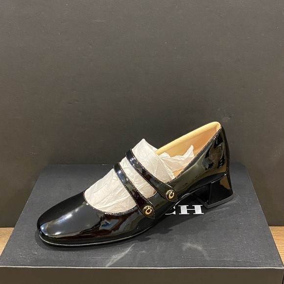 Coach Angelina Mary Jane Black Patent Leather Shoes Pumps Heels