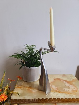 Vintage Matthew Hilton Kerzenständer Schwan Aluminium Modernist Original 