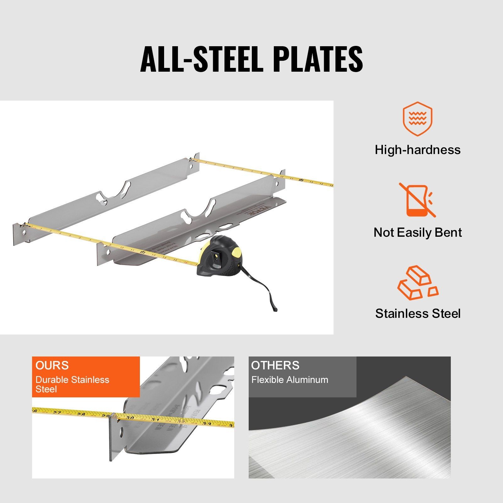 Corrosion-Resistant Toe Alignment Plates 2-Pack with 5m Tape & Chart Set