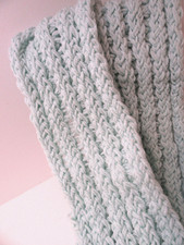 Ladies hand knitted scarf neck warmer Handmade by Nana Bulky Mint green 66" X 5"