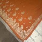 V Pretty Orange Color Saree with Blouse In Size L with Zari Embroidery Work