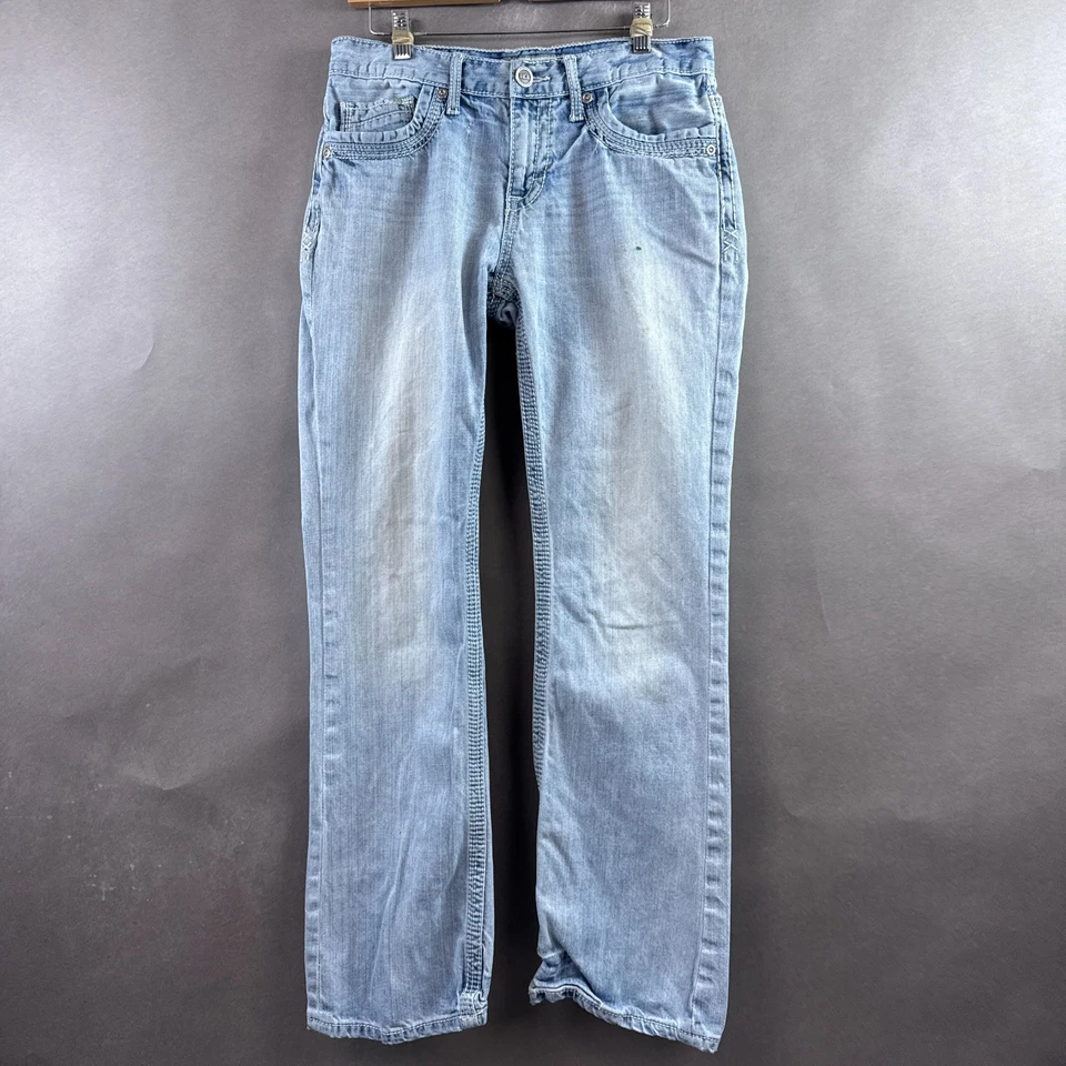 Buckle BKE Jeans Mens 30x30 Blue Aiden Light Wash Straight Embroidered (Tag31R) - Image 2 of 4