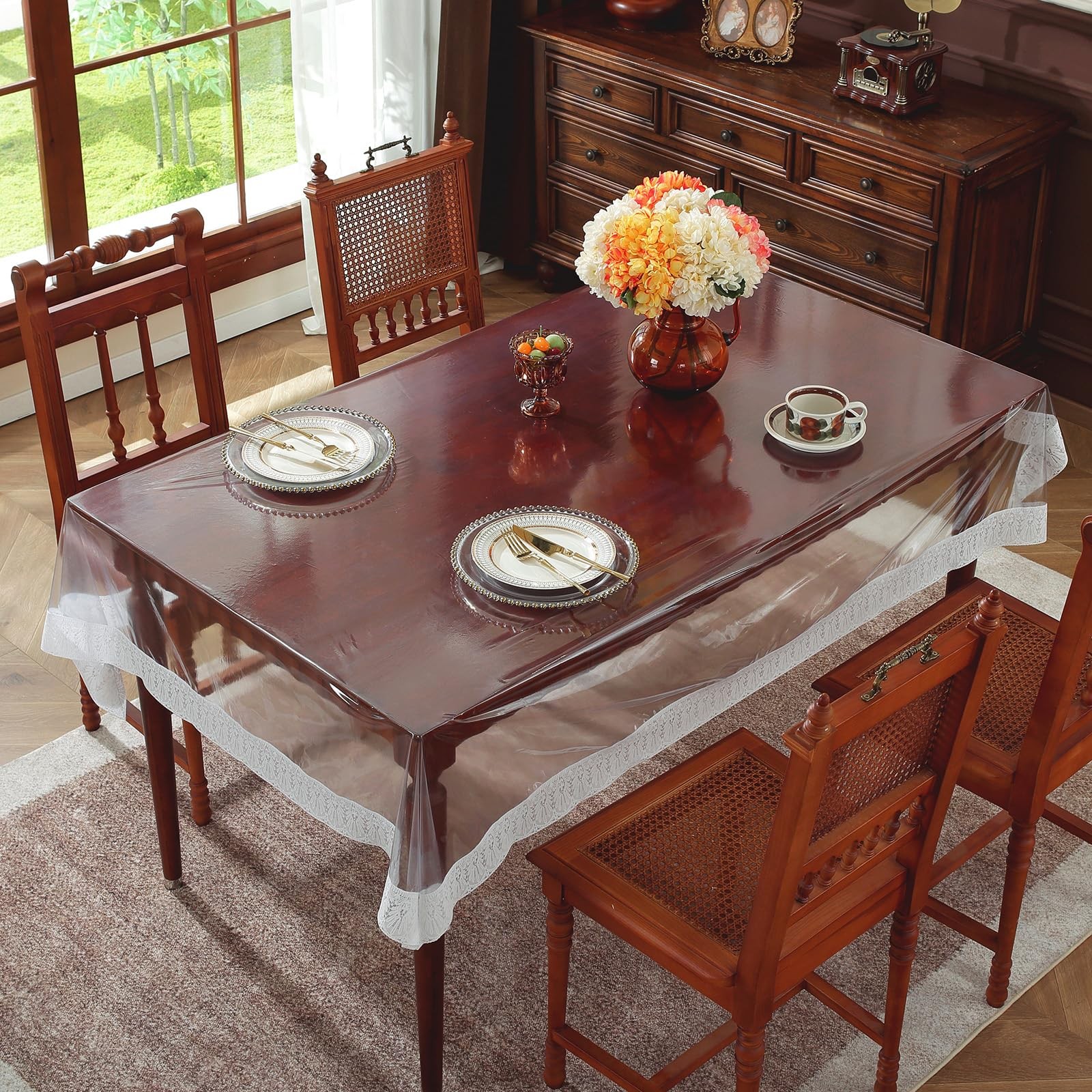 Protector Waterproof Vinyl Tablecloth,wipeable Pv...