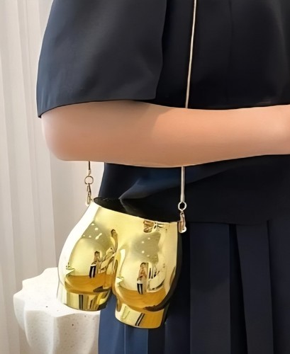 NEW - Unique Mini Gold Metallic “Butt” Crossbody Purse