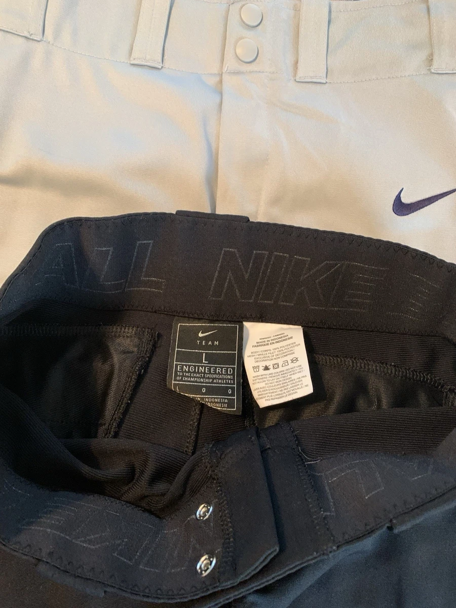 2 Stück Nike Baseballhosen Jungen volle Länge Jugend Large schwarz grau mit Paspel