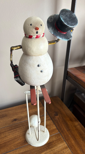 Unique Snowman On Skis Authentic Models Balance Toy Rustic Folk Decor - B27 - Picture 2 of 18