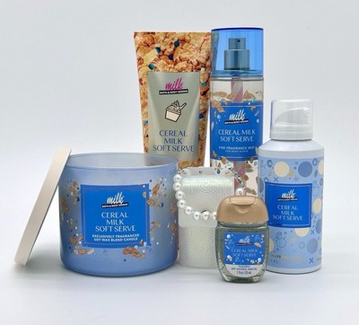 Bath & Body Works CEREAL MILK Soft Serve 6 PC Set w CANDLE Limited Edition NEW