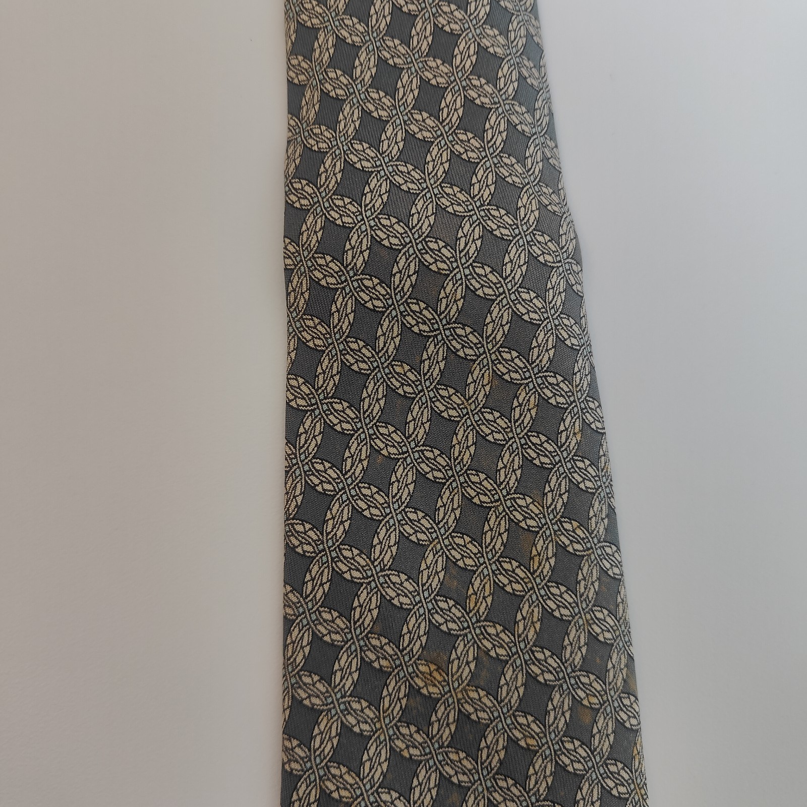 Hermes Silk Tie Grey Interlocking Pattern Made in… - image 6