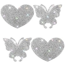 Crystal Rhinestone Stickers, 4 Pieces, White/Silver, Heart  Butterfly Bling ...