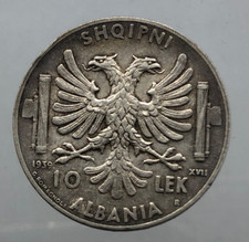Albania Vittorio Emanuele III 10 Lek 1939   PERIZIA