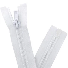 2PCS 5 18 Inch Separating Jacket Zippers, White, Molded Plastic, Bulk, Sewing