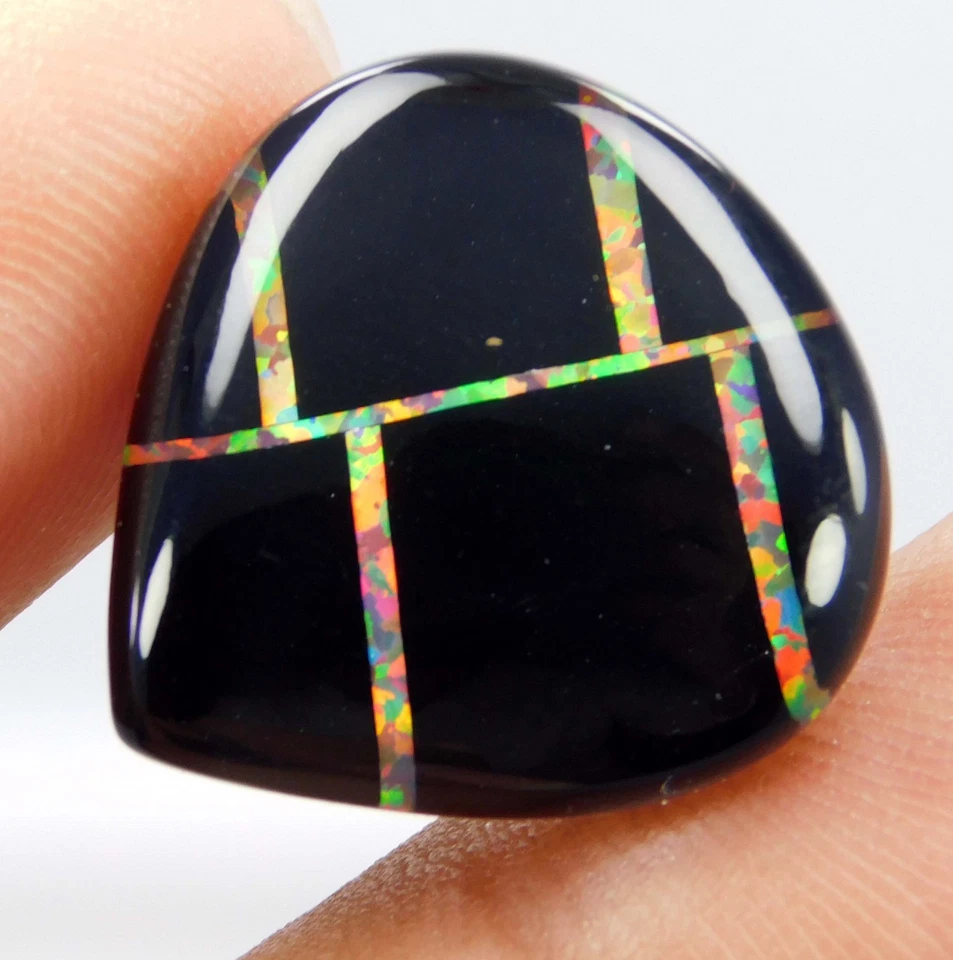 认证15.25克拉天然澳大利亚黑火蛋白石双人散装宝石 — 第 4/4 张图片