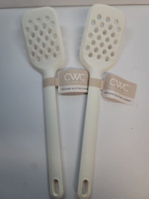 2 CWC Silicone Slotted Turner Spatula WHITE Cook With Color Kitchen Utensil NEW