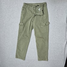American Eagle Outfitters Women Pants 10 REGULAR Green Cargo Twill Baggy Y2K 29"