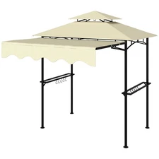 Grilling Gazebo with Hanging Hooks 95.3x58.7x97.6inch Metal Frame Beige