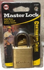 Master Lock, Solid Brass Body Padlock, Hardened steel shackle No.575DPF