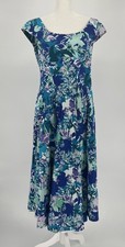 Calvin Klein Fit Flare Dress Full Twirl Skirt Purple Floral Garden Party Sz 12