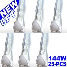 8FT LED Shop Light Fixture 144w 18000LM, 6500K Integrated Tube Light 25PACK