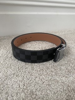 Louis Vuitton Monogram Leather Dress Belt Black/Grey Silver LV Buckle 44