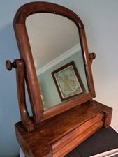 Antique Mahogany Freestanding Swing Table Top Mirror