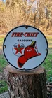 Texaco Fire Chief Gasoline Motor Oil Lube vintage gas pump porcelain sign