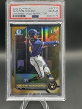 JACKSON CHOURIO 2022 Bowman Chrome 1st GOLD Refractor RC #/50 PSA 10