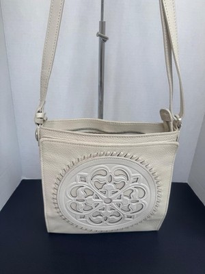Brighton Ferrara Crossbody Organizer Bag   Cream/White Pebbled Leather