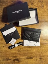 Saint Laurent Black Logo Card Holder Wallet for Men Solid Pattern Credit Card