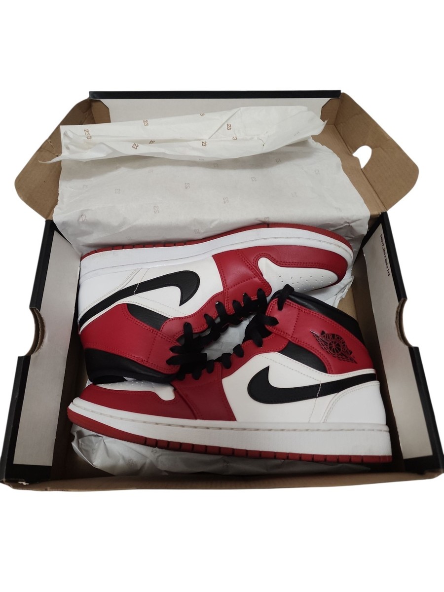 NIKE AIR JORDAN MID CHICAGO WHITE HEEL 554724-173 BLACK GYM RED Sz