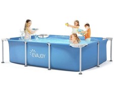 Juego de piscina rectangular con marco de metal Evajoy 85 pulgadas x 23 pulgadas x 59 pulgadas