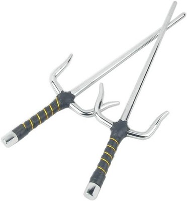 Superdo Octagon Metal Martial Arts Sai Multi Size（Black and Silver） (Silver, ...