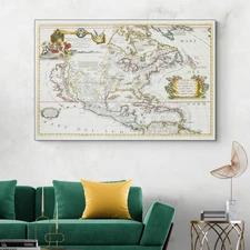 1688 Coronelli Map of North America – Colonial Territories, Rivers & Settlements