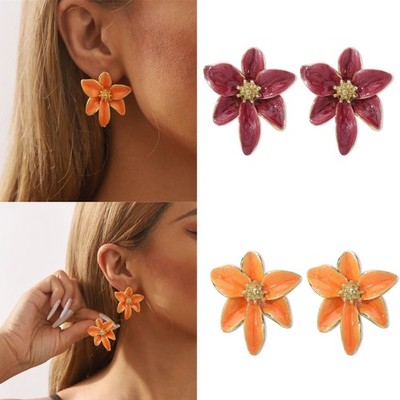 Handmade Flower Drop Earrings Lightweight Flower Shape Eardrop Stylish Accessory