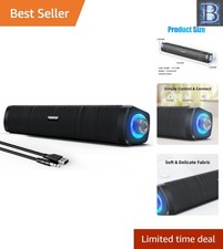 LED-Illuminated USB Soundbar with 3.5mm Aux for Multimedia on Desktops  Laptops
