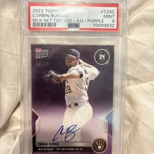 2022 Topps Now Corbin Burns Mlb Network Top 100 Auto /25