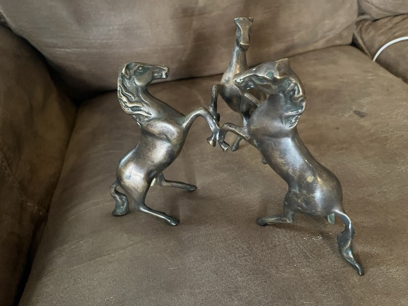 Vintage Brass Three Horses Figurine Statue