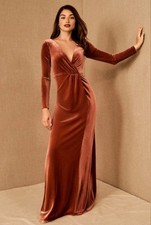 Jenny Yoo Ryland Velvet Gown In English Rose Size 10 V-Neck Floor-Length