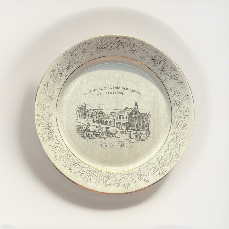 Antique New Bedford 1887 Centennial Souvenir Plate Massachusetts