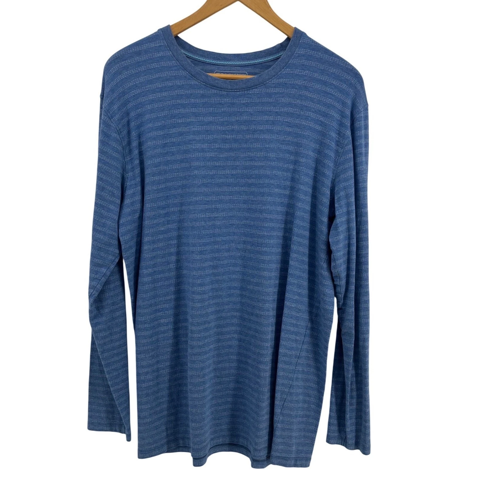 Coolibar Morada Everyday T Shirt Blue Stripe UPF 50+ Excellent UV Protection