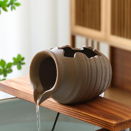 Outdoor Garden Fountain Spitter Pond Water Feature Pump DIY Ceramic Pot Decor