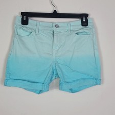 Old Navy Ombre Denim Shorts Girls Sz 14 Mint Green Aqua Blue Cuffed Summer Boho