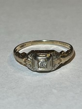 Antique VICTORIAN 1900's 14K GOLD ENGAGEMENT Ring Hand Engraved - Diamond