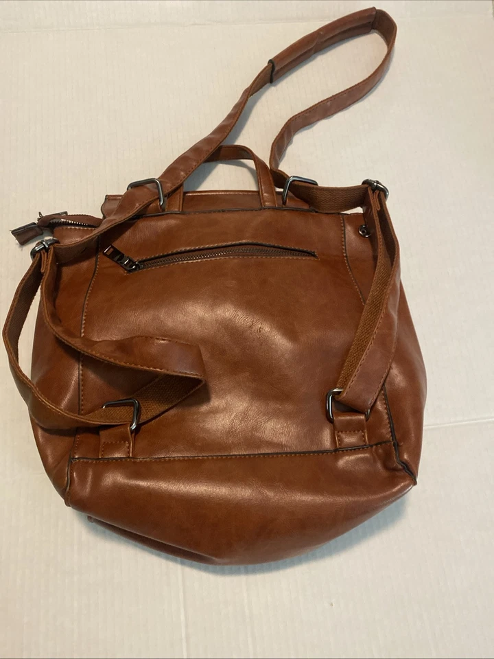 Mochila Wink Kangaroo Marrón Convertible Imitación Cuero Bolso Cartera Hombro Foto 2 de 3