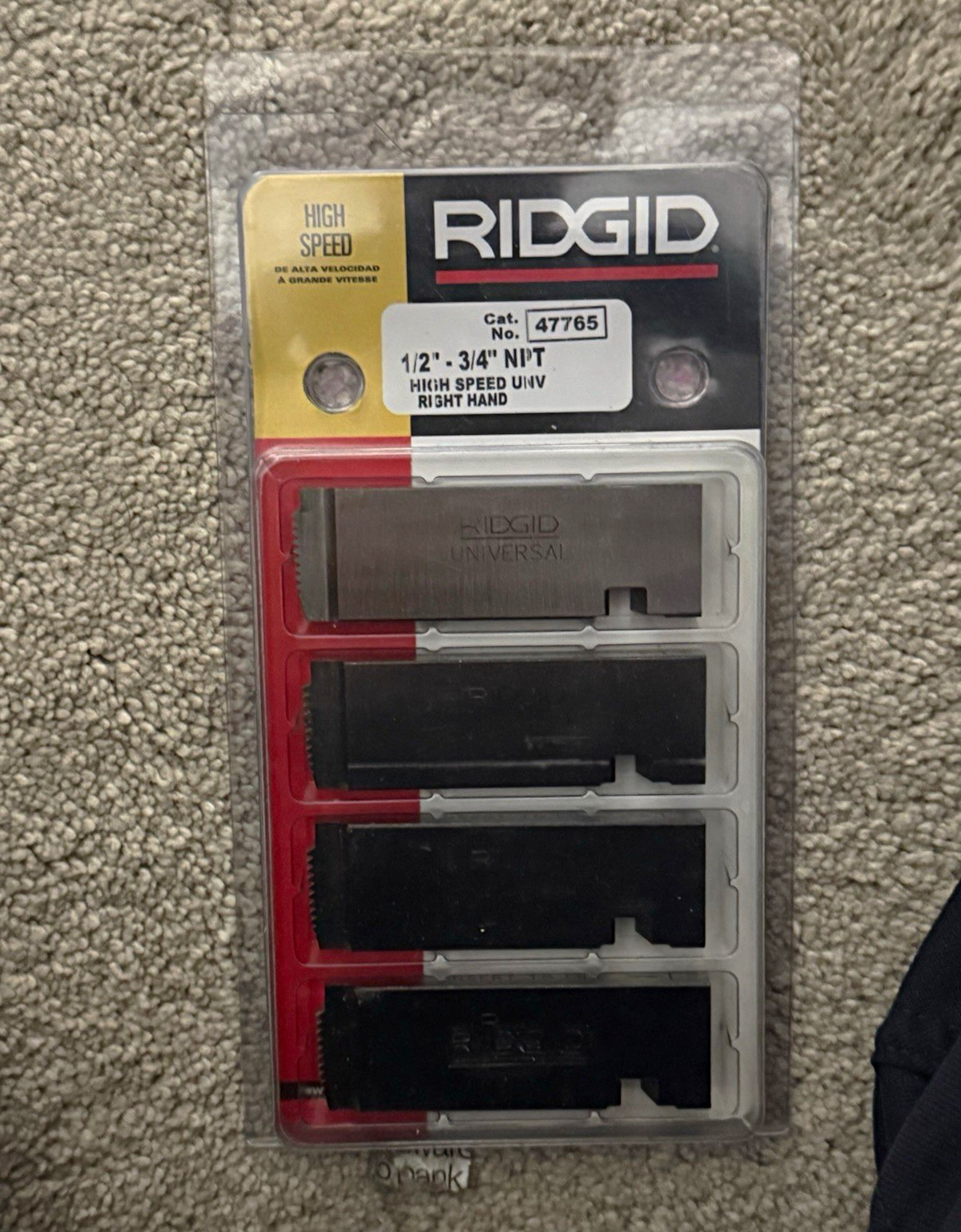 RIDGID 47765 Universal NPT Pipe Threader Die Chaser Set 1/2"-3/4" HSS