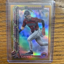 2025 Topps Chrome - Holiday Card Corbin Carroll #HC158 Gold Refractor 20/50